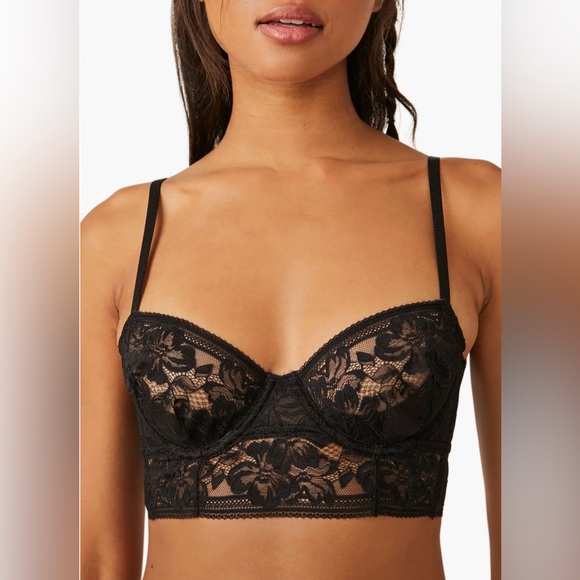 Free People Sorento Demi Longline Underwire Bra in Black - Picture 6 of 15